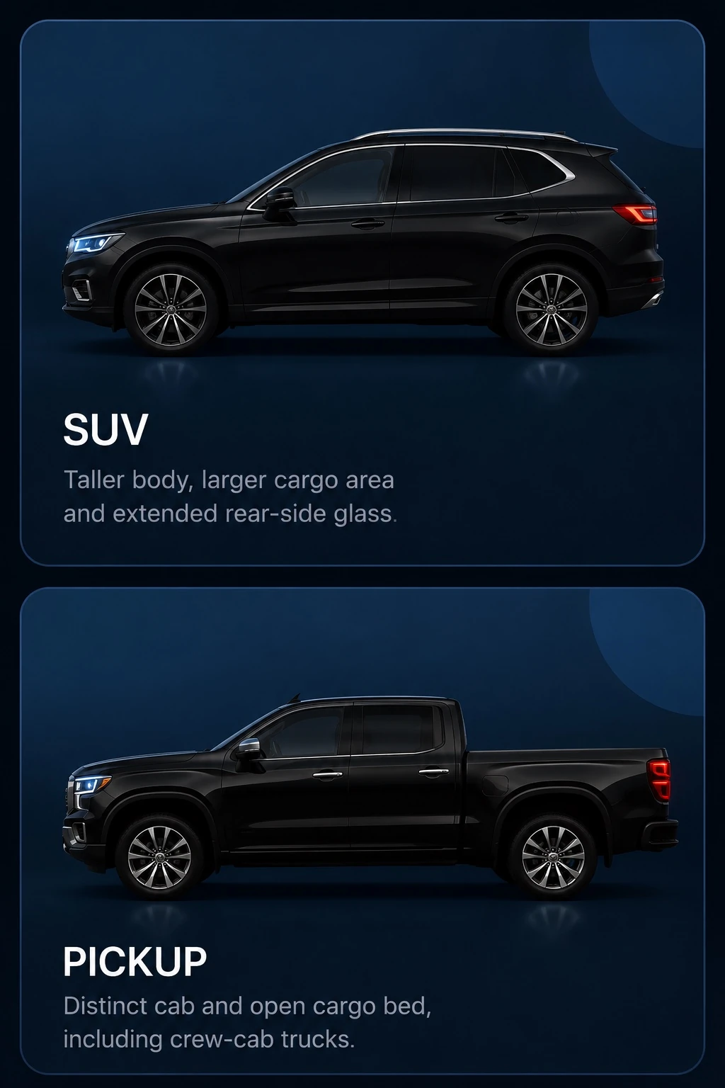 SUV and pickup vehicle type guide